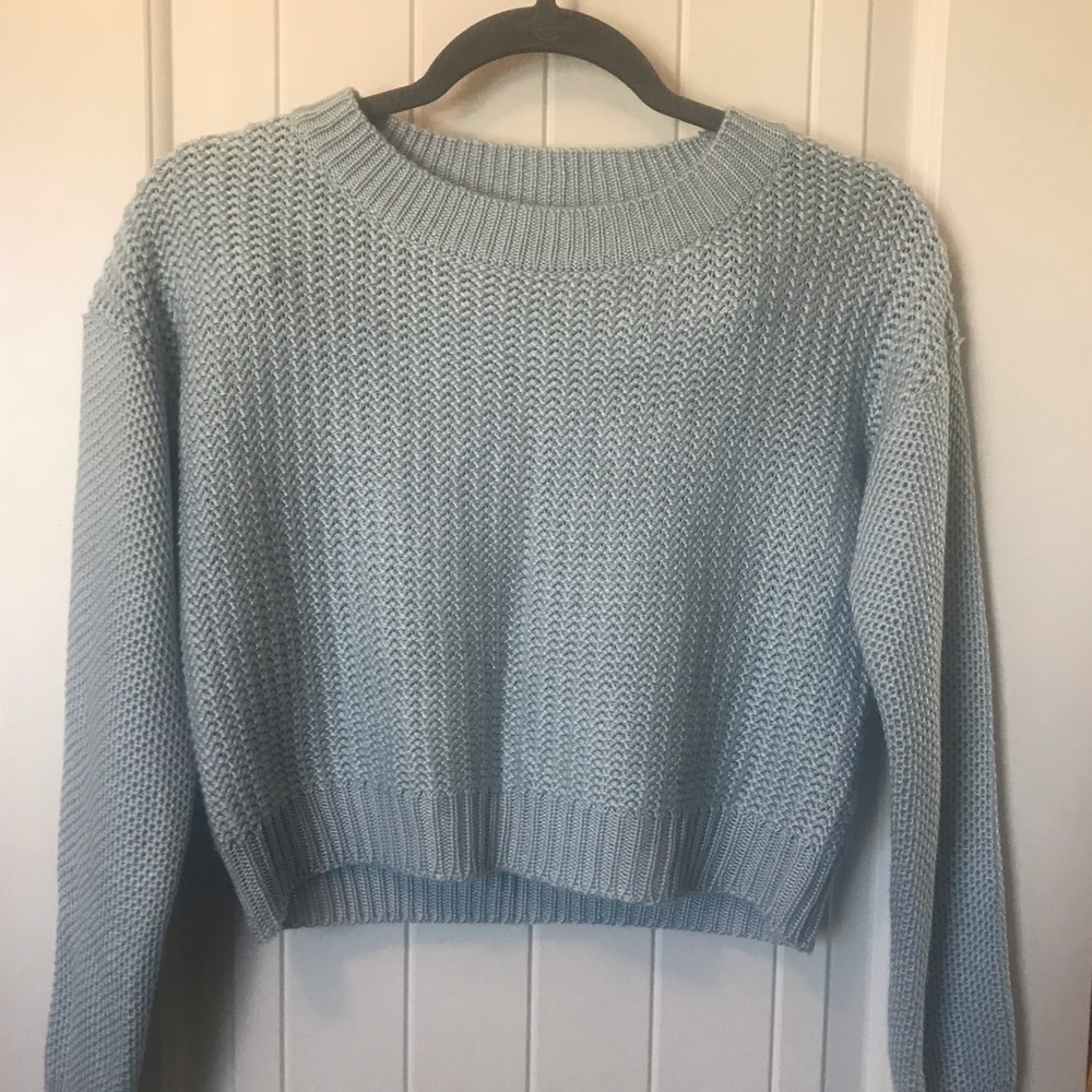 Lt Blue Forever21 crop sweater